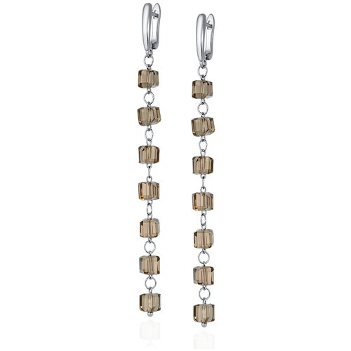 Серьги с подвесками L'attrice di base, кристалл, серебряный, коричневый дизайнерские коричневые длинные серьги с кубиками кристаллами