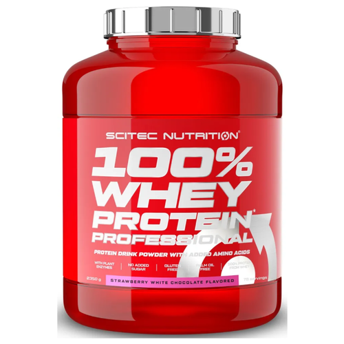 Протеин Scitec Nutrition 100% Whey Protein Professional 2300гр Клубника - Белый шоколад сывороточный протеин пакет 210г whey protein rps nutrition вкус клубника с кусочками клубники