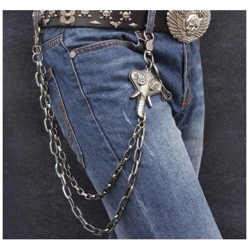 цепь на джинсы цепь с шипами цепь стальная цепь на брюки wallet chain rock chain байкер Комплект аксессуаров , размер 55, черный