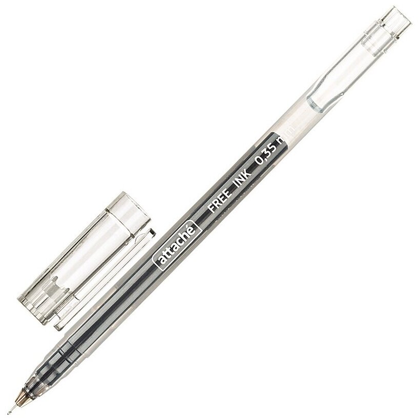 Ручка гелевая Attache Free ink, 0,35 мм, неавтоматическая, черная (977956)