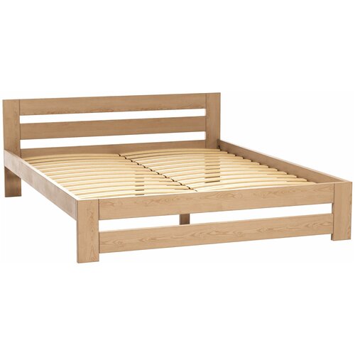 Двуспальная деревянная кровать 140х200 см, из массива берёзы, DAIVA casa-Дуб золотой