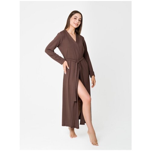 фото Удлиненный халат из вискозы, коричневый росхалат