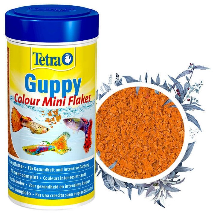 Tetra Guppy Colour Mini Flakes корм для гуппи для улучшения окраса, 100 мл - фотография № 3