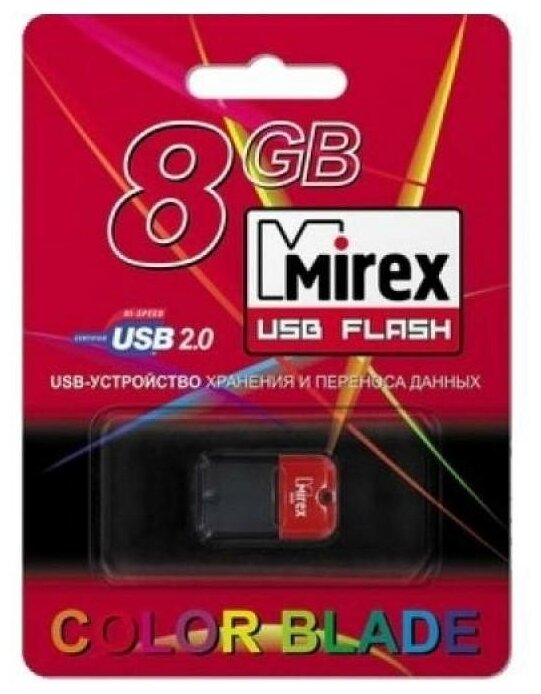 Флешка Mirex Arton (13600-FMUART08) красный 8Gb (USB2.0)