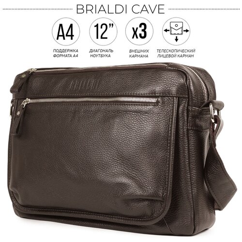 Горизонтальная сумка через плечо BRIALDI Cave (Каве) relief brown