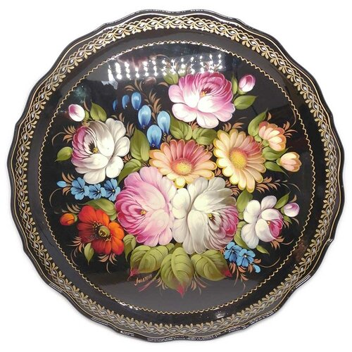 Поднос авторский в стиле жостово 45 см.