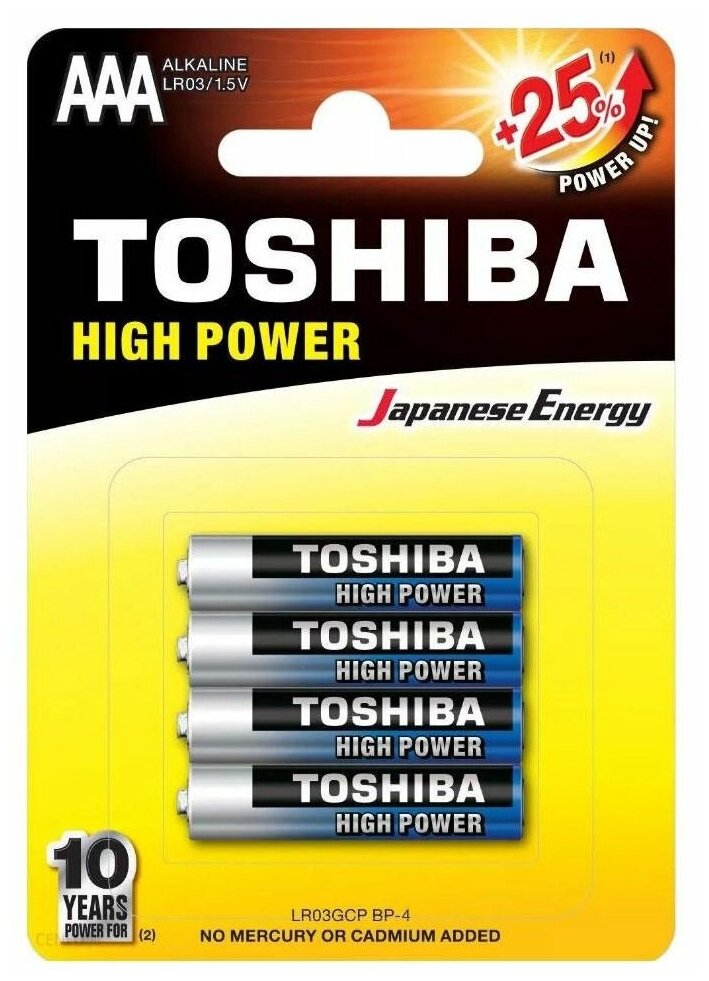 Батарейки Toshiba High Power Alkaline LR03GCP BP-4 блистер 4 шт.