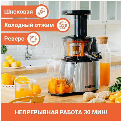 Шнековая соковыжималка OBERHOF DRUCKEN Q-4 Для овощей и фруктов Электрическая соковыжималка Холодный отжим Реверс 200Вт 1129000₽