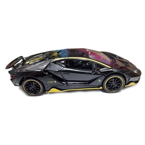 фото Машинка металлическая инерционная ламборджини черная, lamborghini aventador, 1:24 с световыми и звуковыми эффектами смехторг