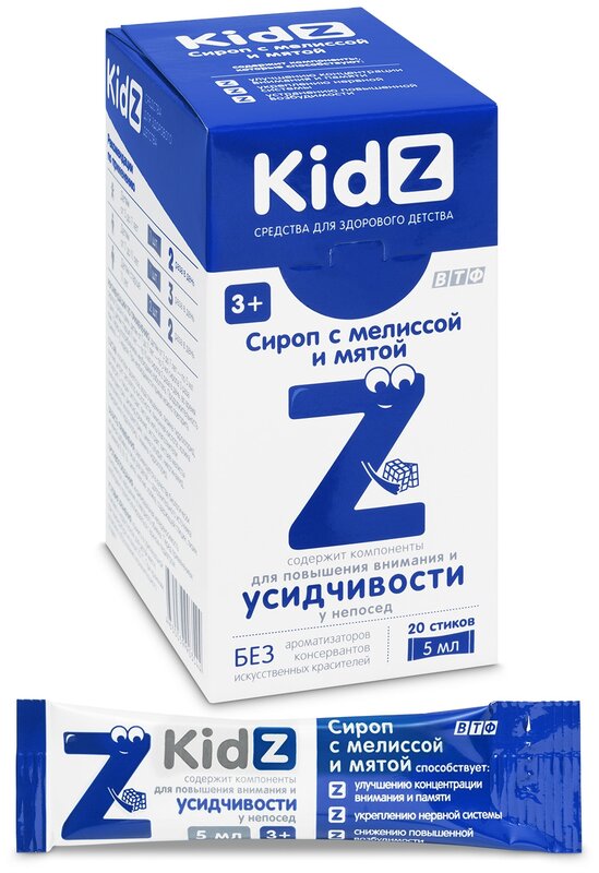 KidZ сироп с мелиссой и мятой стик, 170 г, 20 шт., мятный