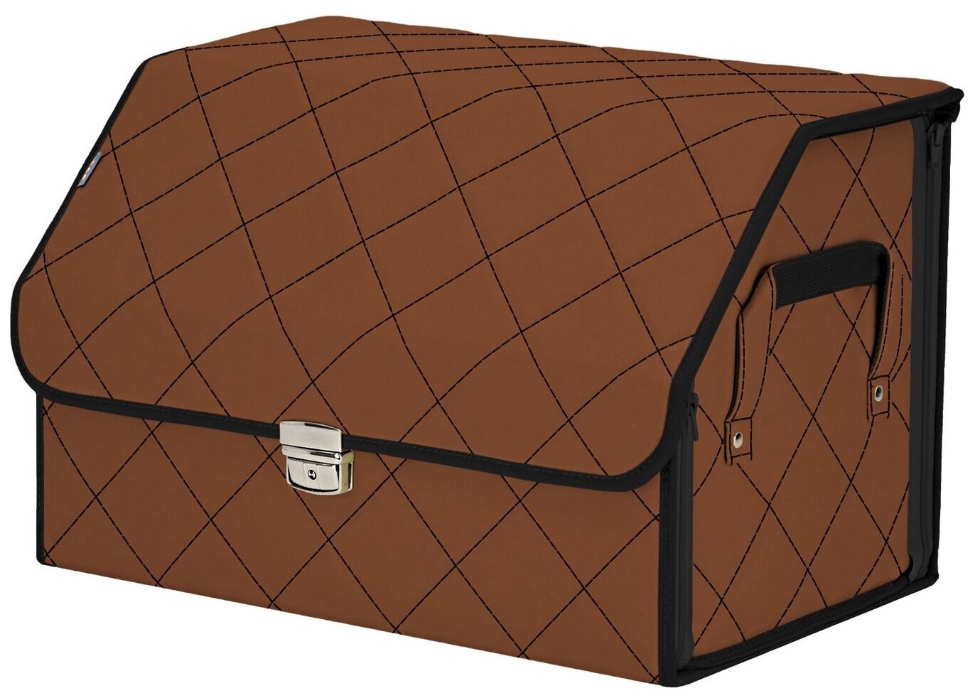 Органайзер-саквояж в багажник "Союз Премиум" (размер L). Цвет: светло-коричневый с черной прострочкой Ромб.