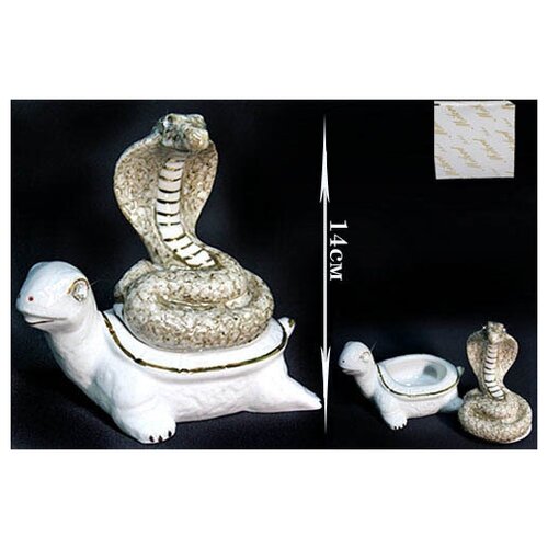 Шкатулка Змея и черепаха 14см. в подарочной упаковке Фарфор 107-100 118-107-100