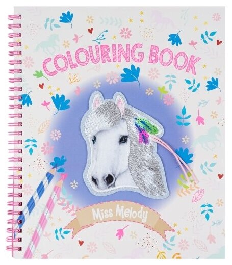 Альбом для творчества и рисования с наклейками Miss Melody Colouring Book с аппликацией в форме лошади Мисс Мелоди Раскраска для для девочек