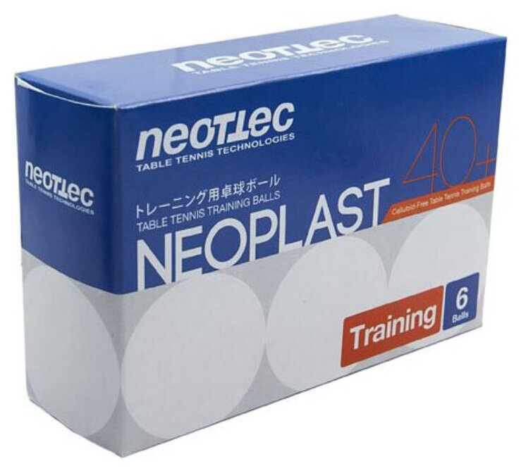 Мячи для настольного тенниса Neottec Neoplast Training 40+ Plastic x6 White