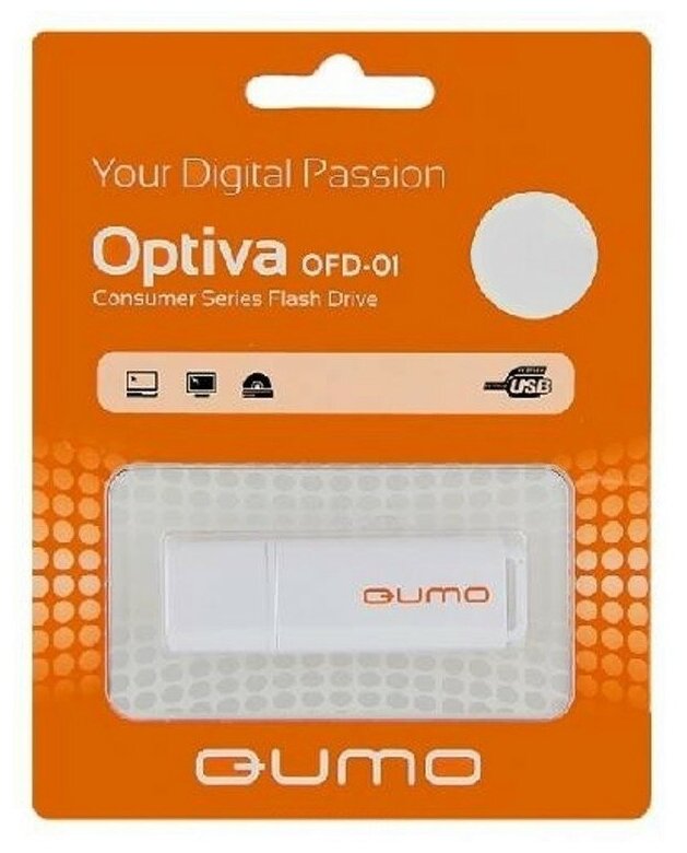 Накопитель USB 2.0 16Гб QUMO Optiva 01 16Gb, белый