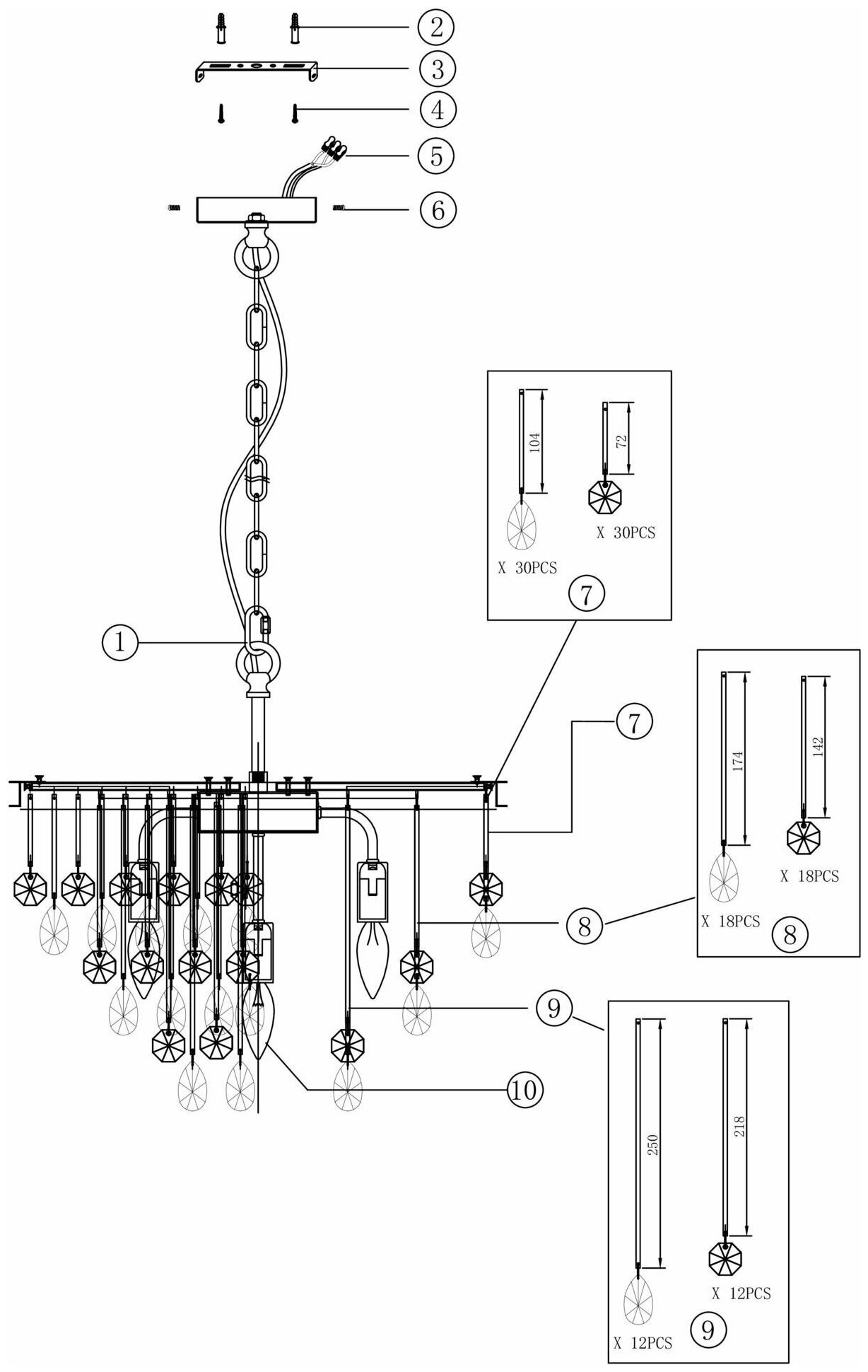 Подвесной светильник Maytoni MOD091PL-05G Linn
