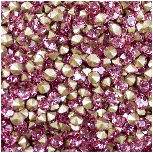 Стразы ювелирные конусовидные/конусные хрустальные (упаковка 100 шт.), размер 2.8 мм, горный хрусталь, цвет розовый