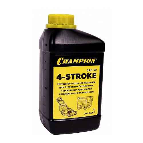 Масло для садовой техники CHAMPION 4-Stroke SAE 30, 1 л масло для садовой техники daewoo power products 4 stroke winter oil sae 5w 30 sj cf 1 л