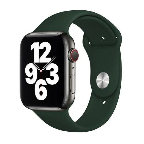 Cиликоновый ремешок для Apple Watch Series 1-8 и Ultra - 42/44/45/49 мм (эпл вотч), темно-зеленый