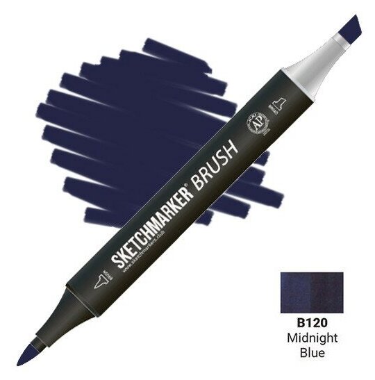 Маркер Sketchmarker Brush двухсторонний на спирт. основе цв. B120 Полночный синий