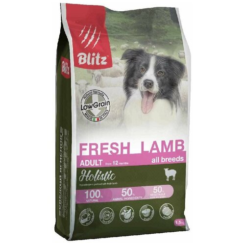 BLITZ ADULT DOG низкозерновой FRESH LAMB корм для взрослых cобак, свежий ягненок, 1,5 кг.