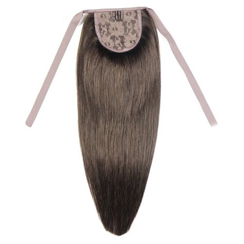 Накладной хвост из натуральных волос на ленте, 40-45 см 60 грамм. Коричневый