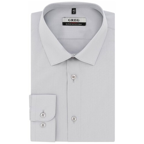 фото Рубашка мужская длинный рукав greg 320/239/gr/zn, прилегающий силуэт / super slim fit, цвет серый, рост 174-184, размер ворота 40