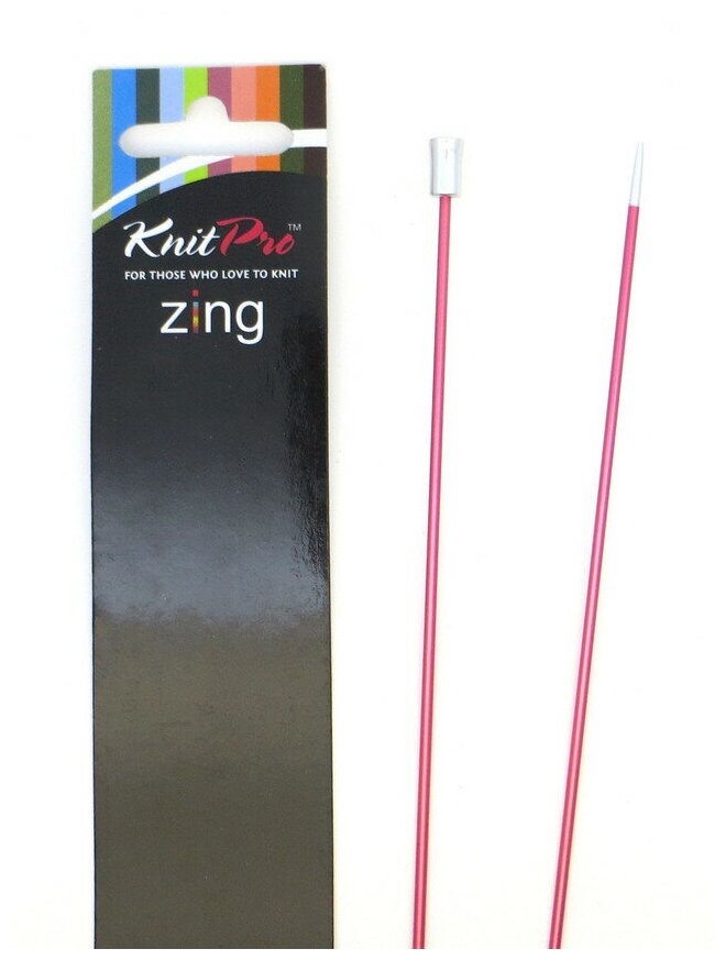 47291 Knit Pro Спицы прямые для вязания Zing 2мм/35см, алюминий, коралловый, 2шт
