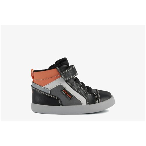 ботинки GEOX для мальчиков B GISLI BOY цвет чёрный/оранжевый, размер 25 цвет черный/оранжевый
