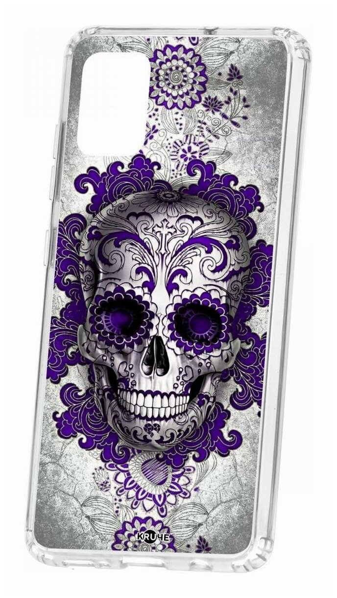 Чехол для Samsung Galaxy A51 Kruche Print Sugar skull, пластиковая накладка, силиконовый бампер с защитой камеры, защитный прозрачный кейс с рисунком