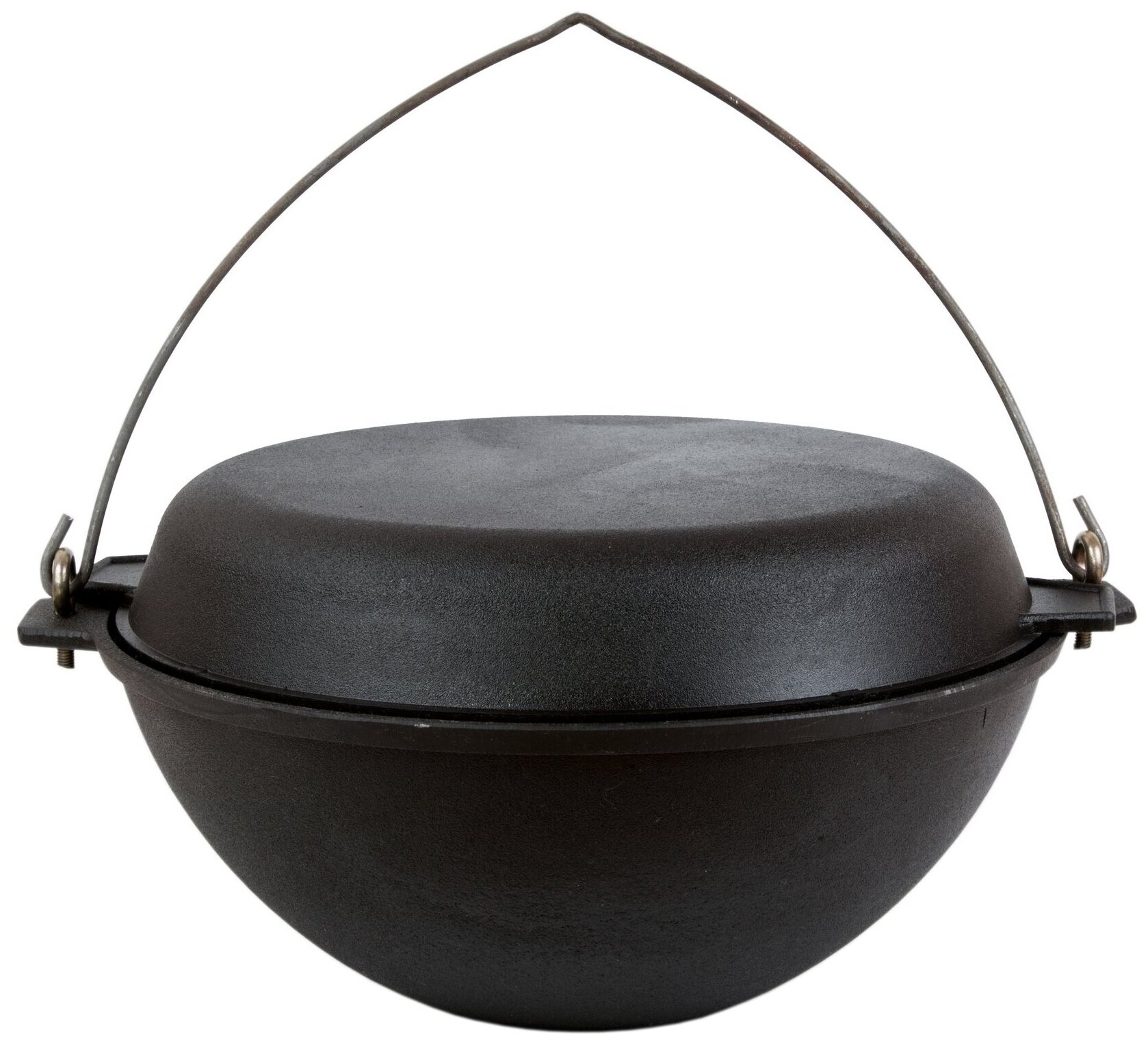 Котел Камская Посуда литой чугунный с дужкой с крышкой-сковородой 5л, 28 см (к53д)