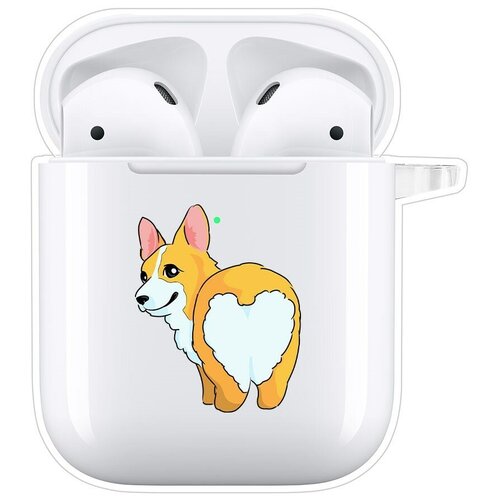 Чехол Krutoff Clear Case для AirPods 1 Рисованный корги вид 2