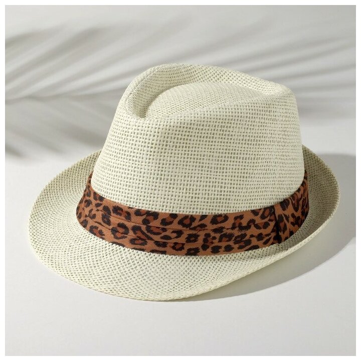 Шляпа Minaku "Леопард" женская, цвет экрю, размер 56-58 10367986