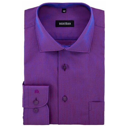фото Рубашка мужская длинный рукав berthier heiko63136/comf-m(0), прямой силуэт / сlassic fit, цвет фиолетовый, рост 174-184, размер ворота 44
