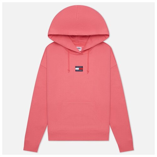 фото Женская толстовка tommy jeans tommy center badge hoodie розовый , размер l