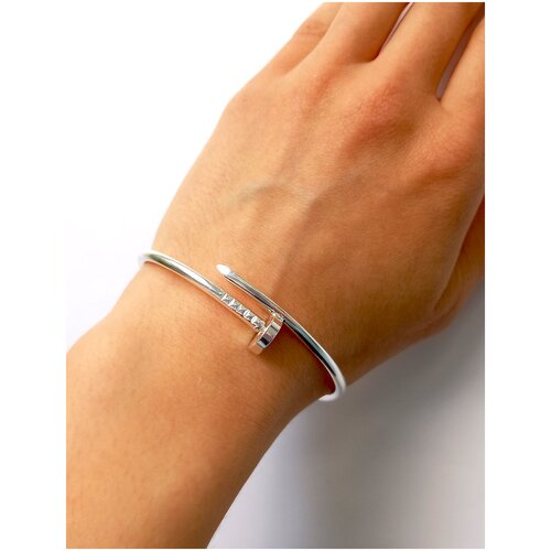 Жесткий браслет Noname, размер 18 см., серебряный