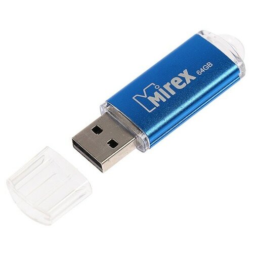 Флеш-карта Mirex Unit aqua, 64 Гб, USB 2.0, чтение до 25 Мб/с, синяя флеш карта накопитель usb 64 гб