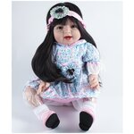 Reborn Kaydora Мягконабивная кукла Реборн (Reborn Dolls) - Девочка с длинными волосами в голубом платье (56 см) - изображение