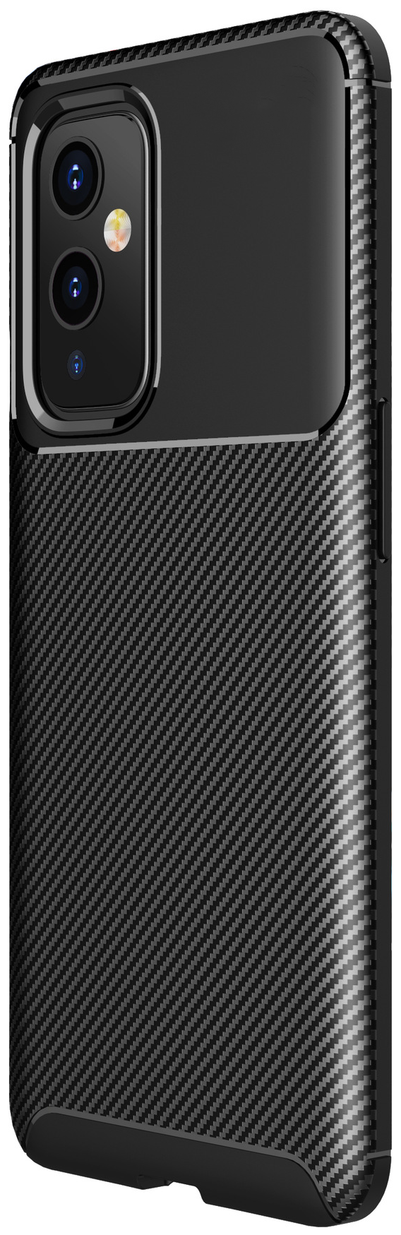 Чехол панель-бампер MyPads для OnePlus 9 из прочного силикона с матовой отделкой «под карбон» черная