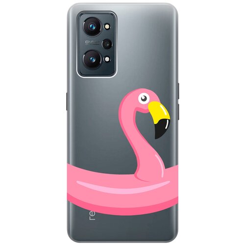 Силиконовый чехол с принтом Flamingo Swim Ring для Realme GT Neo 2 / Рилми ГТ Нео 2 матовый чехол unicorn swim ring для realme gt рилми гт с 3d эффектом красный