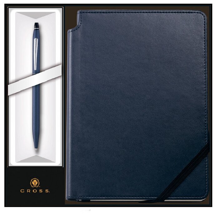 Набор: Шариковая ручка Cross Click Midnight Blue и Записная книжка Cross Journal Midnight Blue, A5