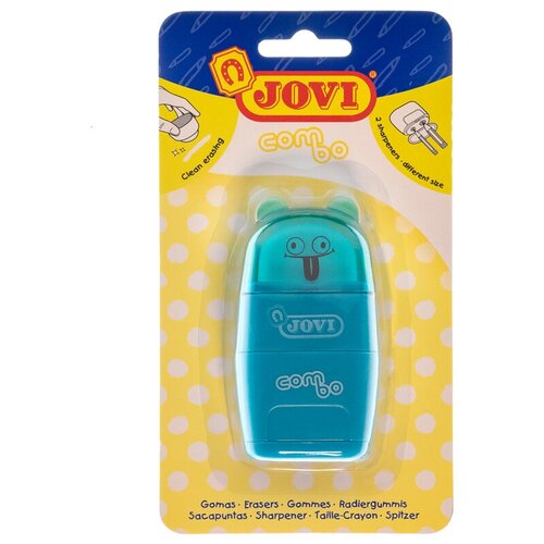 226B Точилка пластиковая с ластиком JOVI Combo 2 отверстия контейнер ассорти блистер 511₽