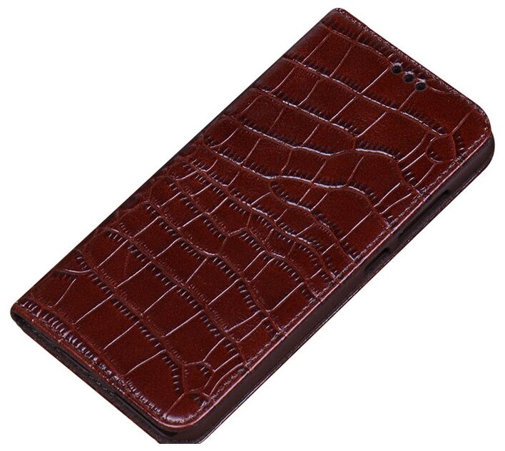 Чехол-книжка MyPads Premium для BlackBerry KEY2 из качественной импортной натуральной кожи теленка с фактурной прошивкой рельефа кожи крокодила э.