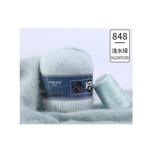 Пряжа Пух Норки, Long Mink Wool, цвет 848-светлая мята, 50гр/350м, 90%пух норки,10% полиамид, 1 моток.