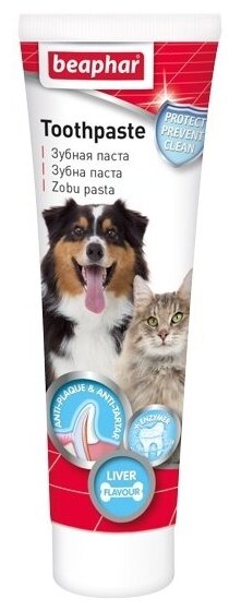 Beaphar зубная паста для собак и кошек со вкусом печени 100гр - фотография № 2