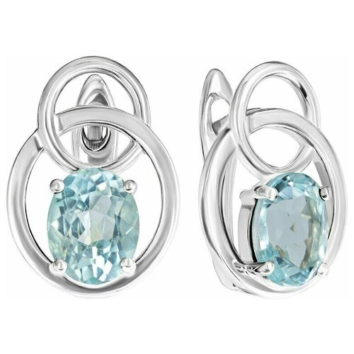 Серебряные серьги с натуральным голубым топазом - коллекция Юнона / Покрытие Чистое Серебро
