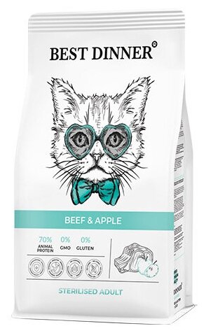 Сухой корм для кошек говядина, яблоко Best Dinner Бест Диннер/Cat beef&apple/стерилизованные, 400 гр. - фотография № 19