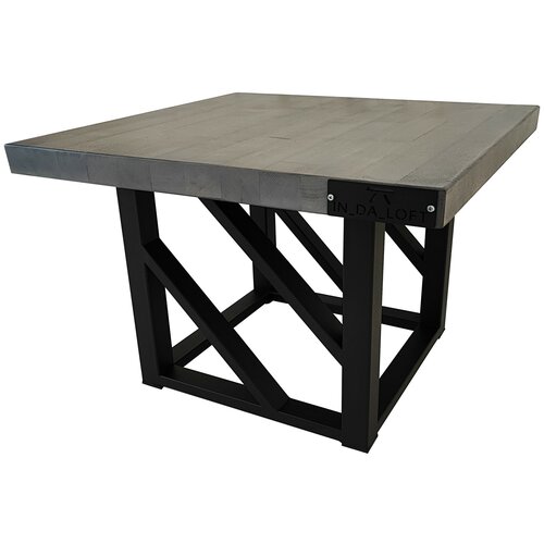 Журнальный столик HD из массива березы и металла в стиле лофт 60*60*40см