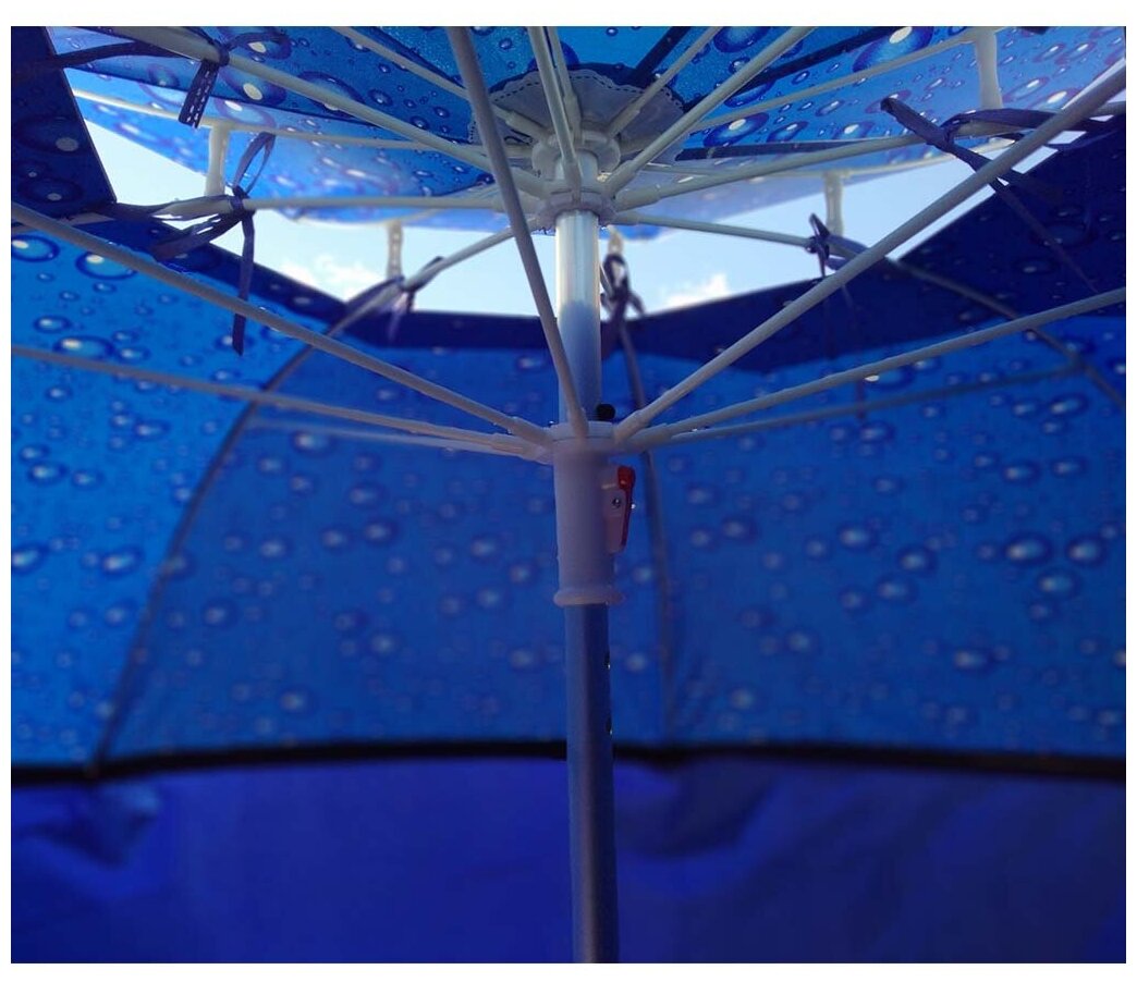 Палатка пляжная / Зонт пляжный со съемной шторкой - усиленная солнцезащита, вентиляция, наклон - диаметр 220см - алюминиевый каркас - фотография № 6