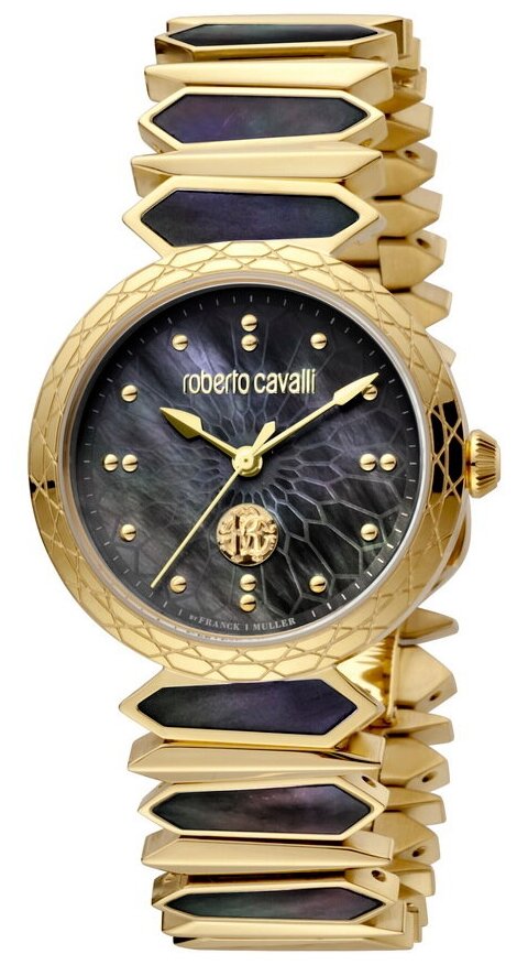 Наручные часы Roberto Cavalli by Franck Muller Logo, черный, желтый